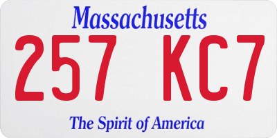 MA license plate 257KC7