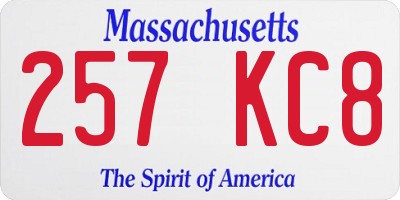 MA license plate 257KC8