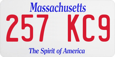 MA license plate 257KC9