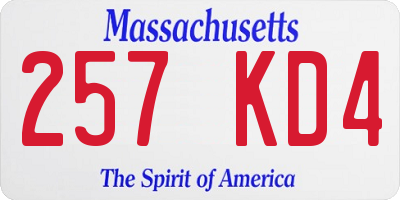 MA license plate 257KD4