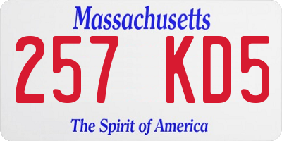 MA license plate 257KD5