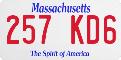 MA license plate 257KD6