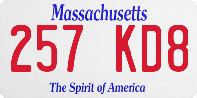 MA license plate 257KD8