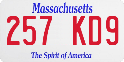 MA license plate 257KD9