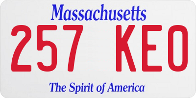 MA license plate 257KE0