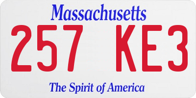 MA license plate 257KE3