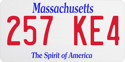 MA license plate 257KE4