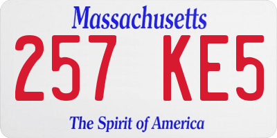 MA license plate 257KE5