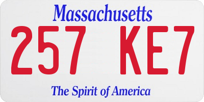 MA license plate 257KE7