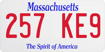 MA license plate 257KE9