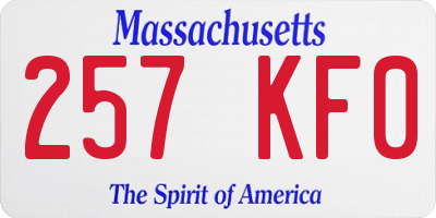 MA license plate 257KF0