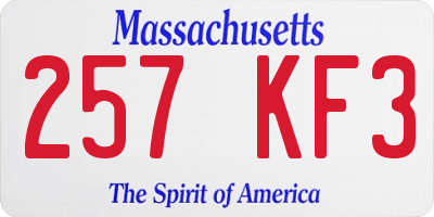 MA license plate 257KF3