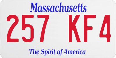 MA license plate 257KF4