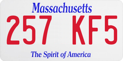 MA license plate 257KF5