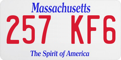 MA license plate 257KF6