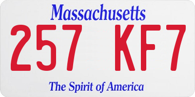 MA license plate 257KF7