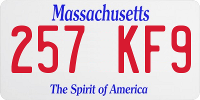 MA license plate 257KF9