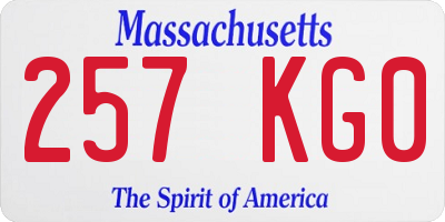 MA license plate 257KG0