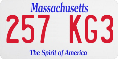 MA license plate 257KG3