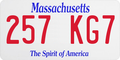 MA license plate 257KG7