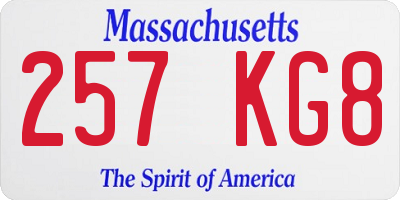 MA license plate 257KG8