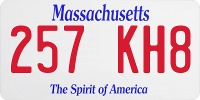 MA license plate 257KH8