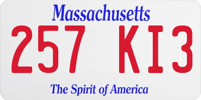 MA license plate 257KI3