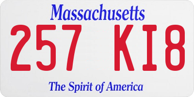 MA license plate 257KI8