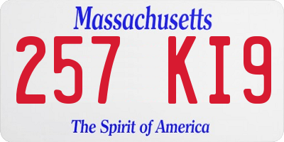 MA license plate 257KI9