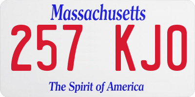 MA license plate 257KJ0