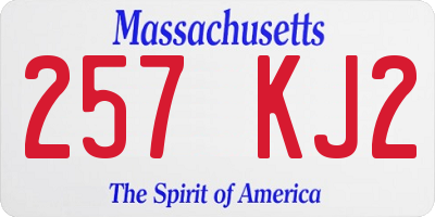 MA license plate 257KJ2