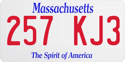 MA license plate 257KJ3