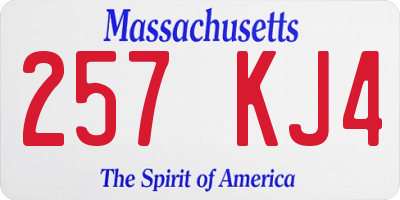 MA license plate 257KJ4
