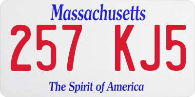 MA license plate 257KJ5
