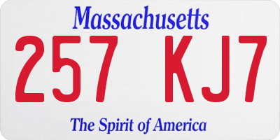 MA license plate 257KJ7