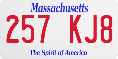 MA license plate 257KJ8