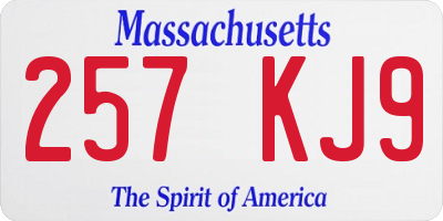 MA license plate 257KJ9