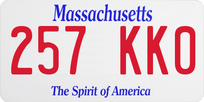 MA license plate 257KK0