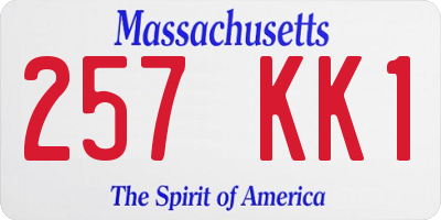 MA license plate 257KK1
