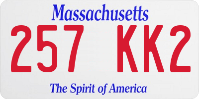 MA license plate 257KK2