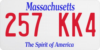 MA license plate 257KK4