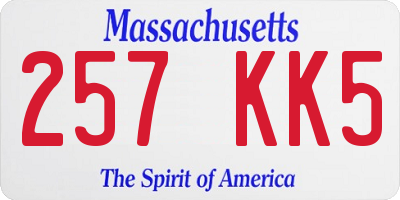 MA license plate 257KK5