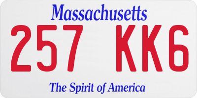 MA license plate 257KK6