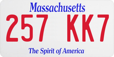 MA license plate 257KK7