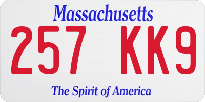 MA license plate 257KK9