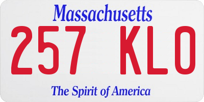 MA license plate 257KL0