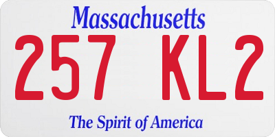MA license plate 257KL2
