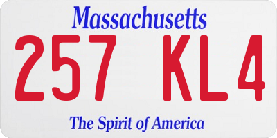 MA license plate 257KL4