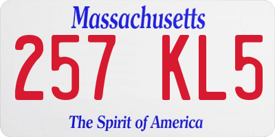 MA license plate 257KL5