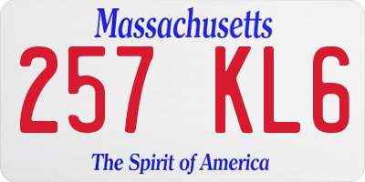 MA license plate 257KL6
